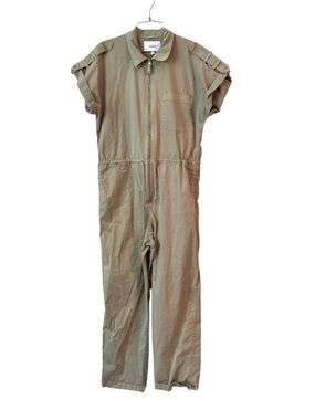 Pistola Jordan Short Sleeve Zip Front Jumpsuit in Pistachio Size L Visible Wear
